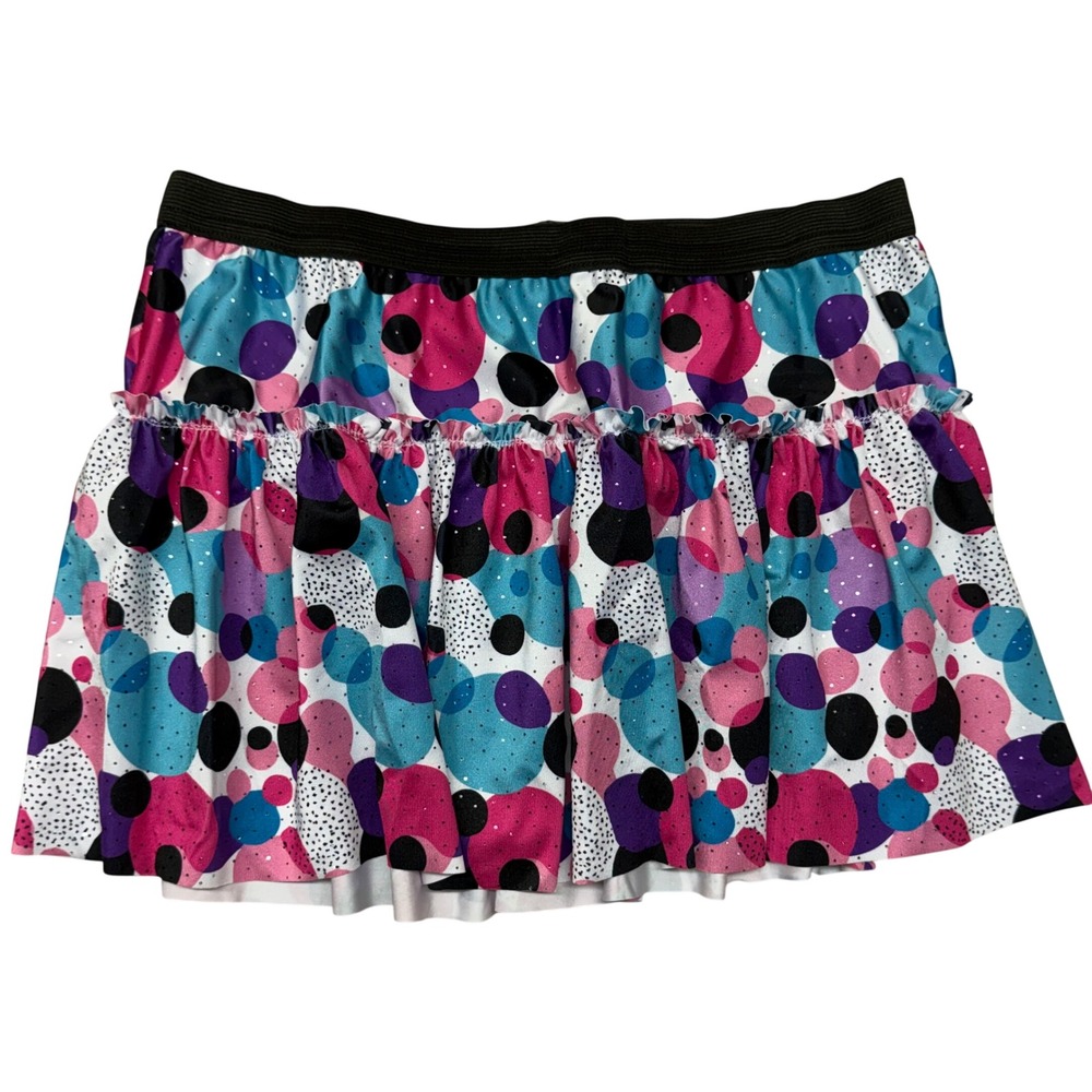 Sparkle Athletic Polka Dot Ruffle Running Skirt Multi Color Glitter SS1000 S